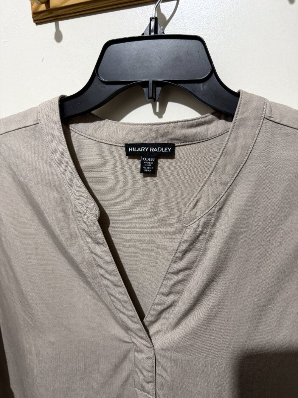 Hilary Radley Beige V-Neck Cuffed Short Sleeve Tunic Shirt Dress - XXL - Picture 5 of 9